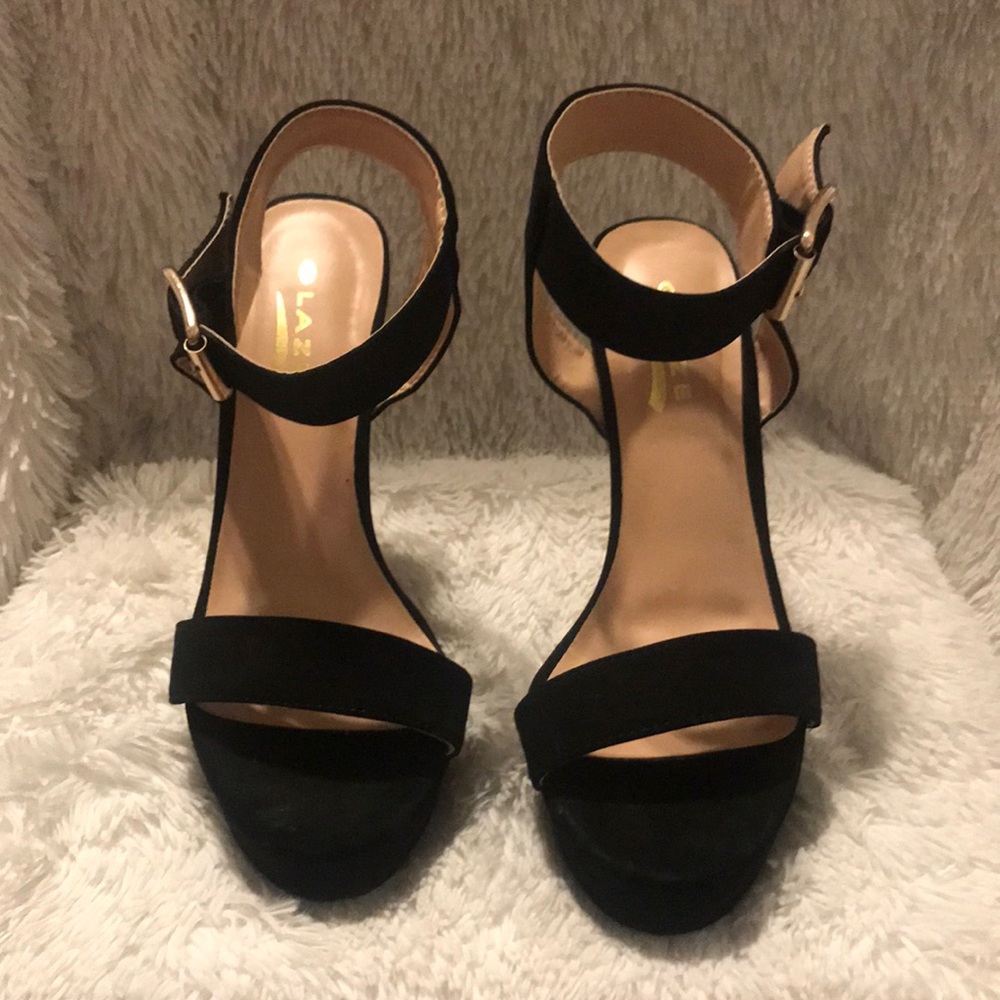 Black ankle strap heels